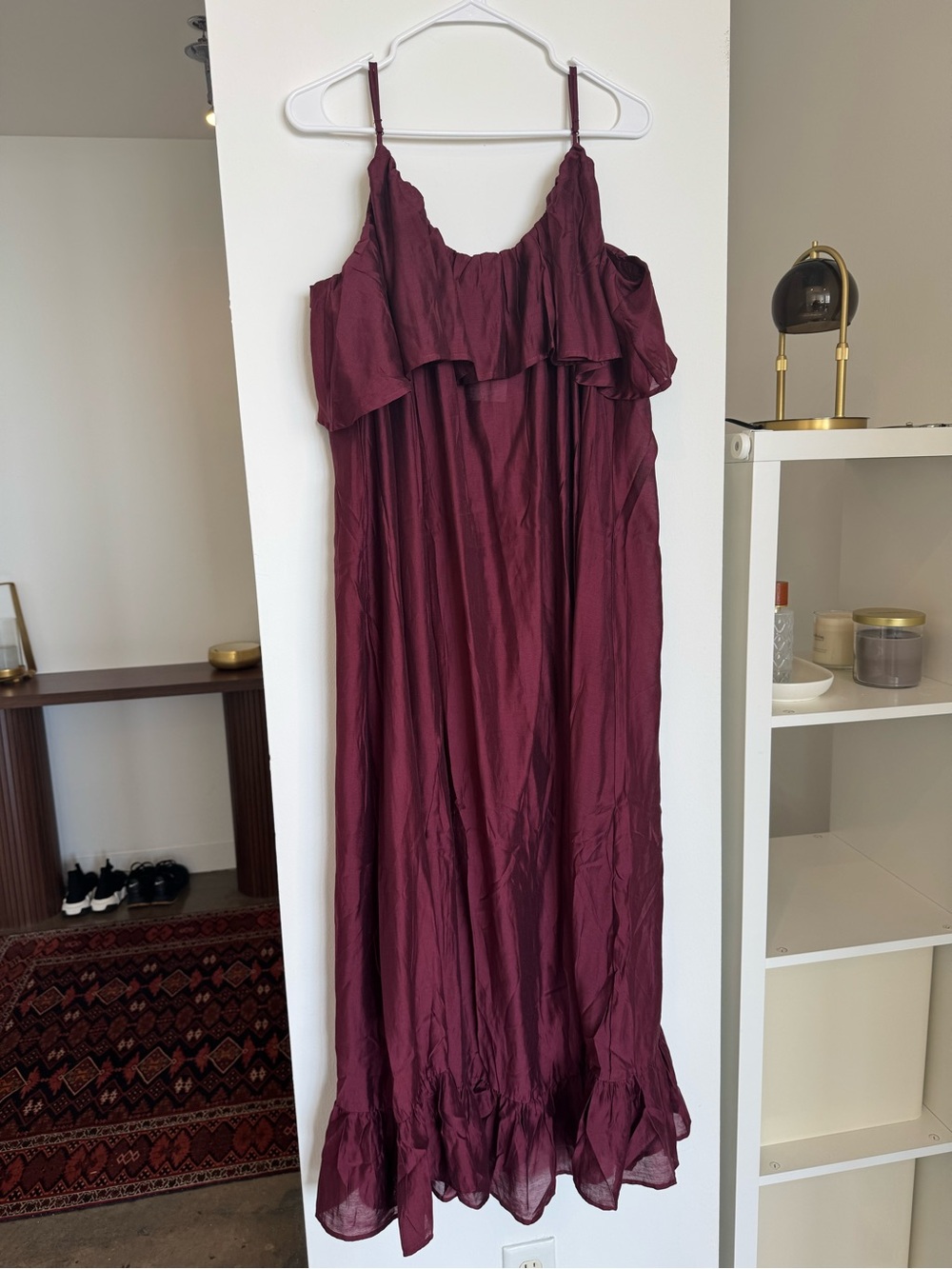 H&M Wine Ruffle Maxi Dress
